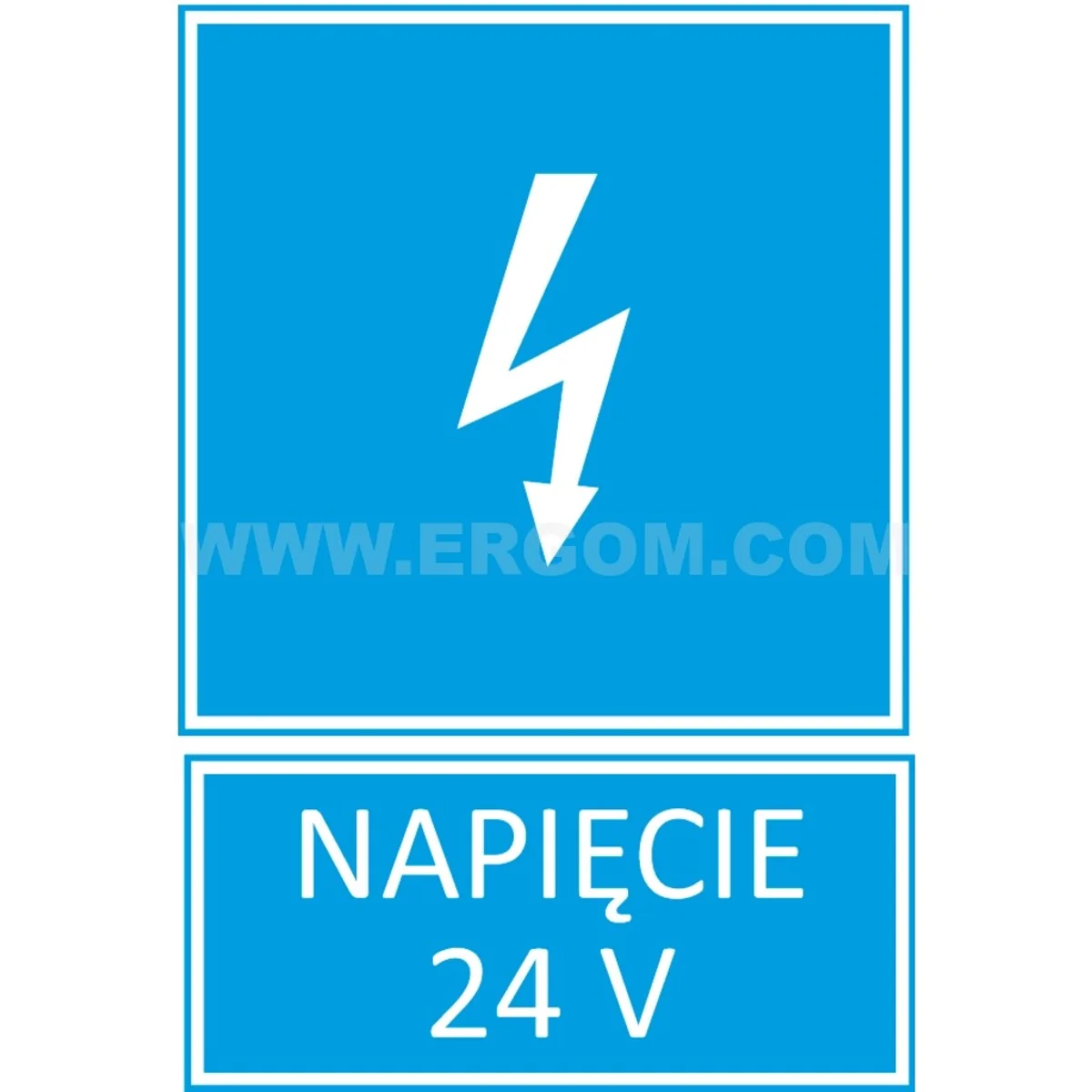 Tabliczka TZI – NAPIĘCIE 24V 52x74mm niebieska E04TZ-01041110400