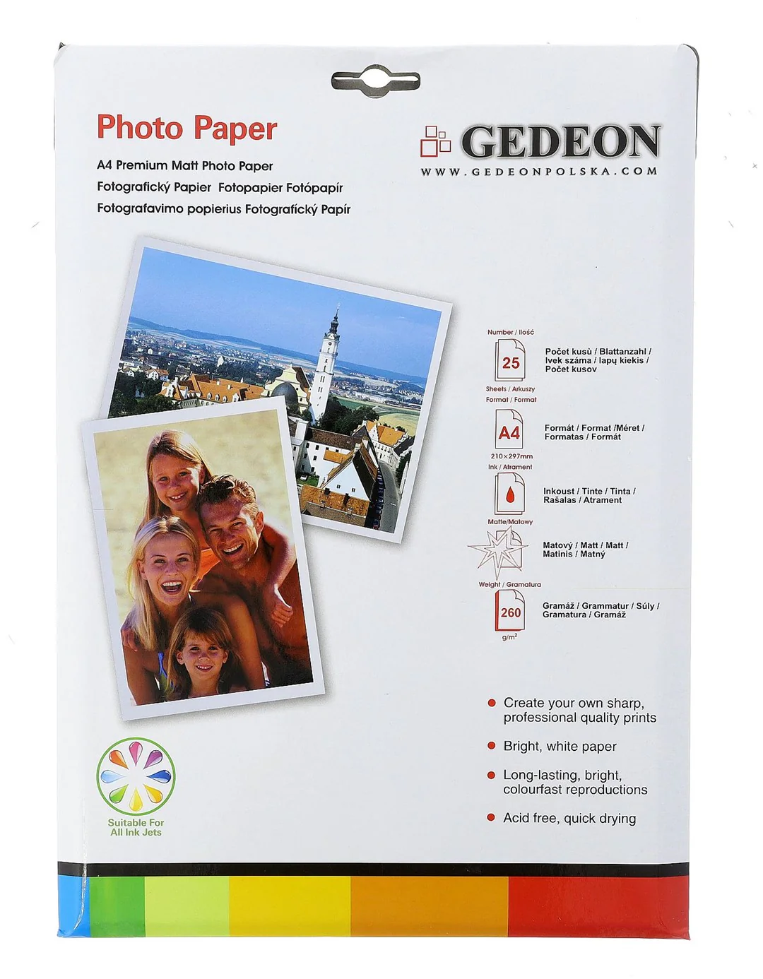 Papier fotograficzny matowy Gedeon 260 g/m2/ A4 / 21×29,7cm / 25 szt / PM21-260-25