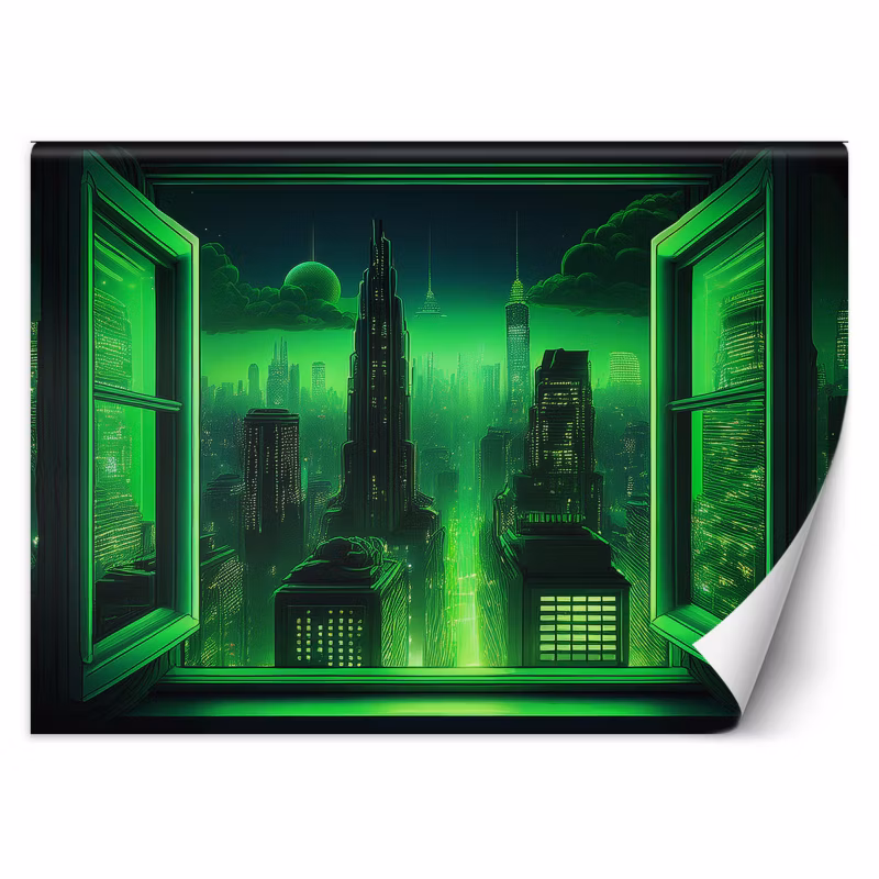 Fototapeta Feeby Widok z okna Futurystyczne Miasto 100×70 1 szt