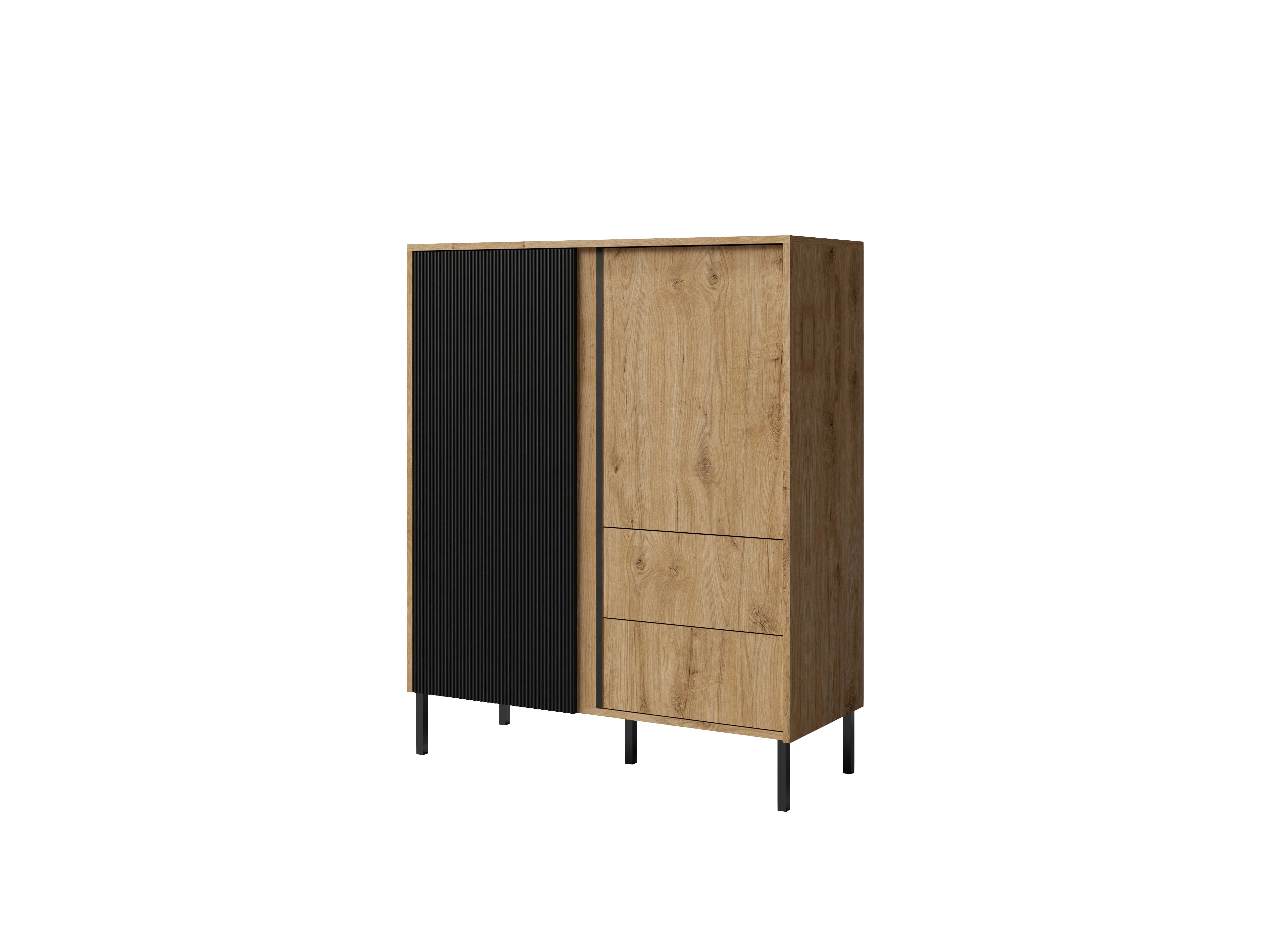 Komoda Wysoka MIA (1) – 122 cm | Dąb Odwieczny / Czarny