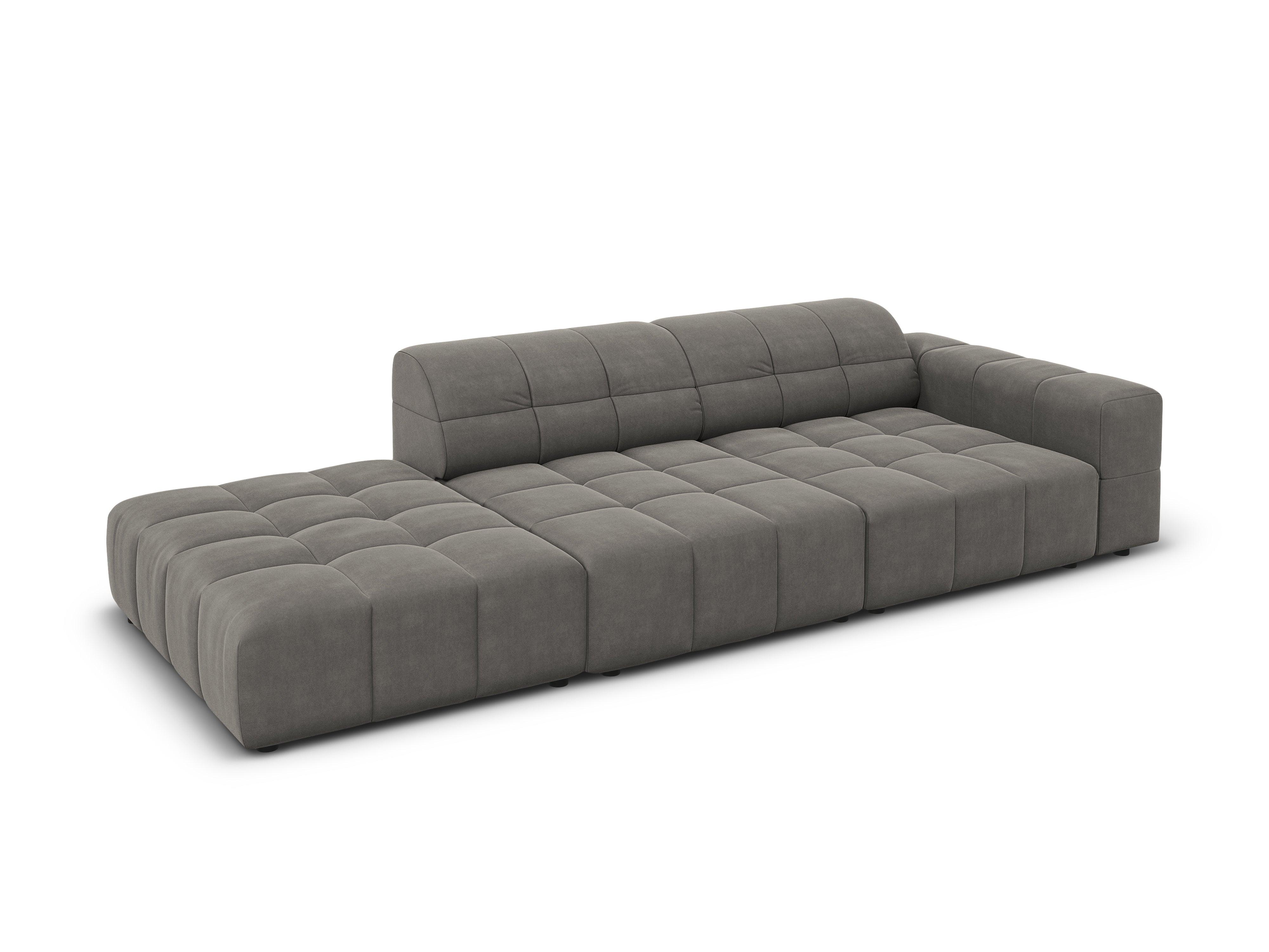 Sofa aksamitna lewostronna 3-osobowa CHICAGO szary
