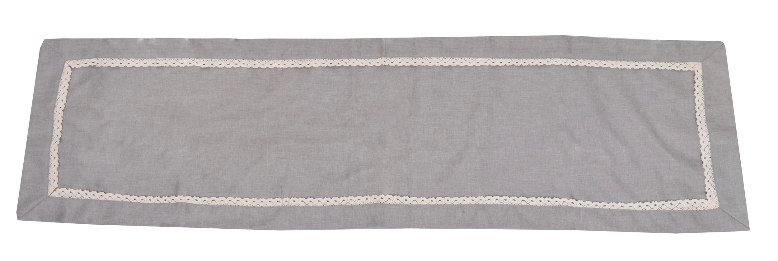 Bieżnik Rattve 140×40 cm szary z koronką