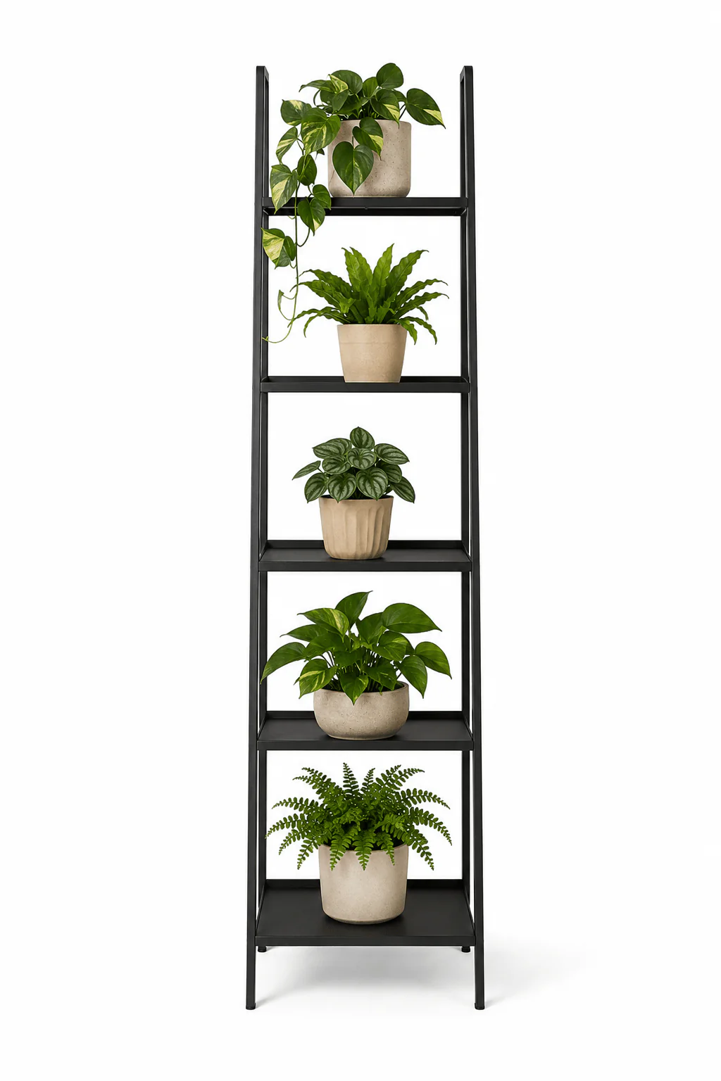 Kwietnik Drabinkowy Metalowy 5 Półek 110cm Loft Industrial Czarny