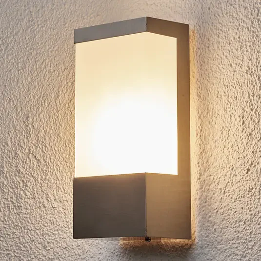 Kwadratowa lampa ścienna zewnętrzna Kirana ze stali nierdzewnej