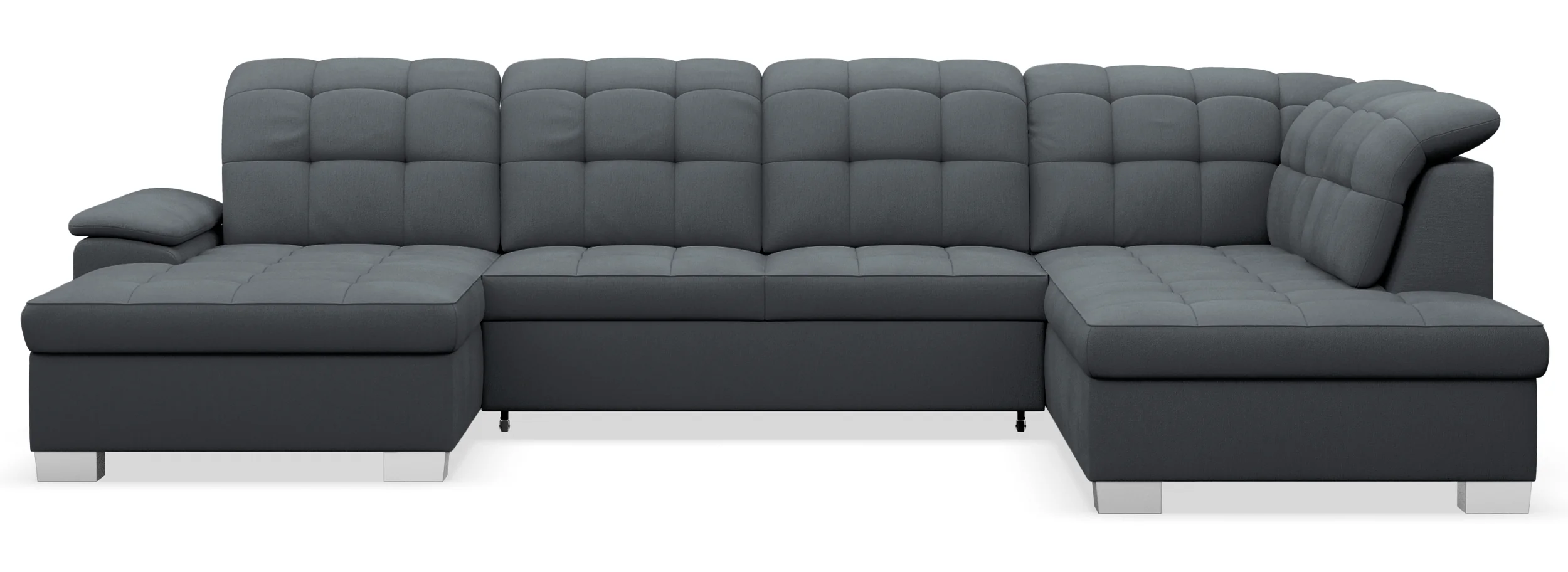 Narożnik z funkcją spania Jamaal U-kształtny lewostronny z pojemnikiem ciemnoszary plecionka