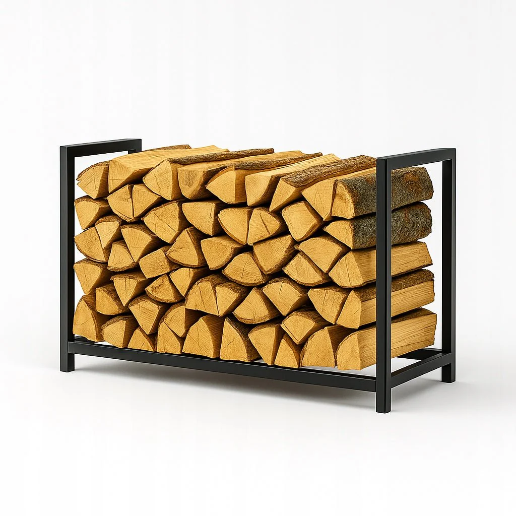 Niski stojak na drewno kominkowe loft 40x80x35 cm