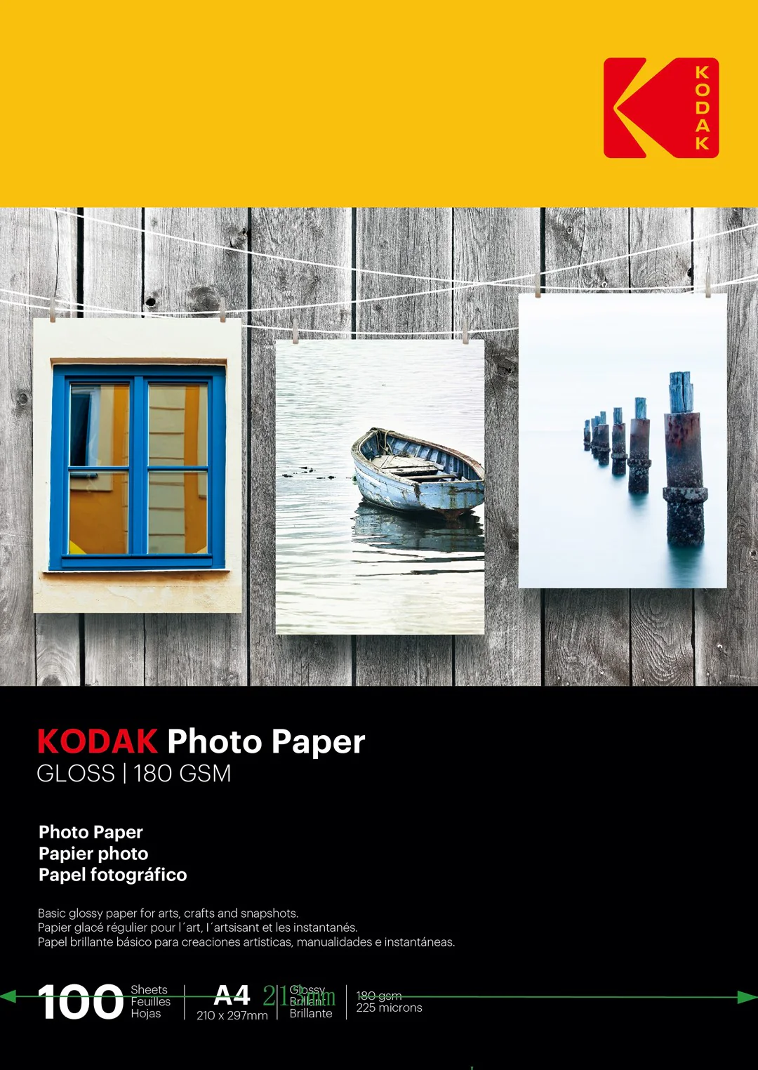 Papier fotograficzny błyszczący Kodak 180 g/m2/ A4 / 21×29,7cm / 100 szt / 740105
