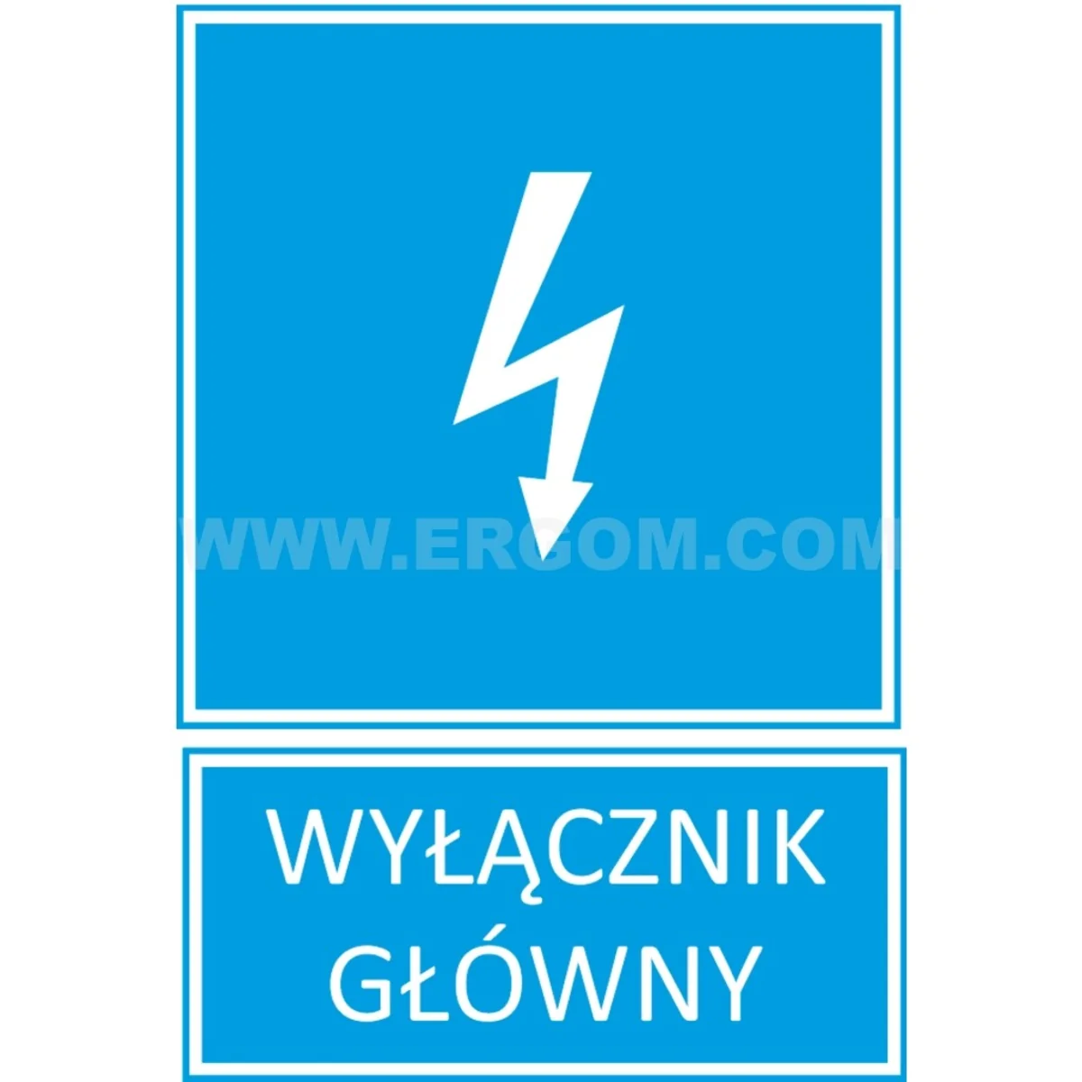 Tabliczka TZI – WYŁĄCZNIK GŁÓWNY 52x74mm niebieska E04TZ-01041110200