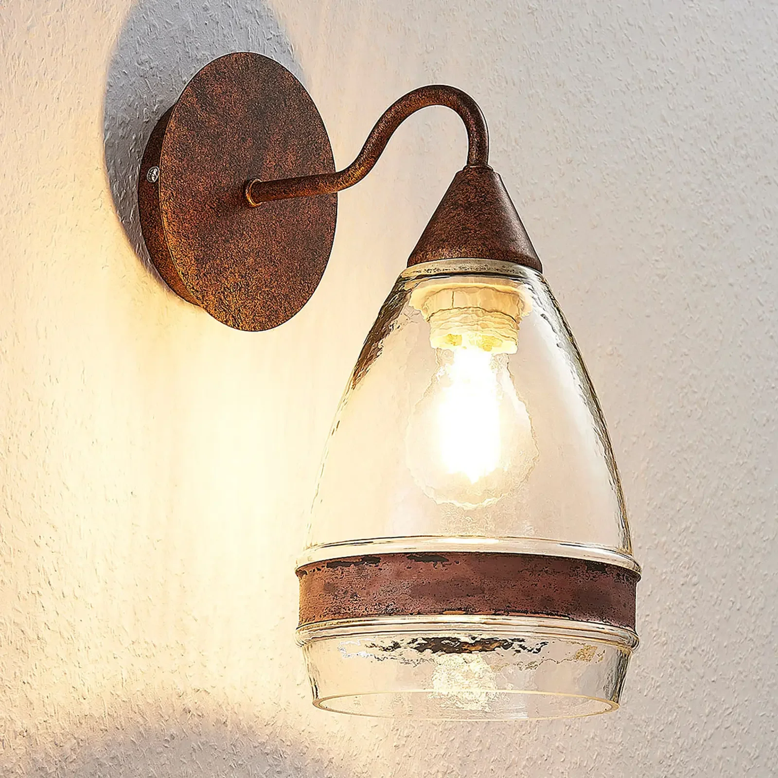 Lampa ścienna szklana Millina, rdzawobrązowa