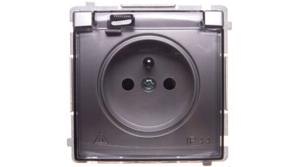 Simon Basic Gniazdo pojedyncze z/u bryzgoszczelne IP44 16A 250V srebrny mat BMGZ1B.01/43A