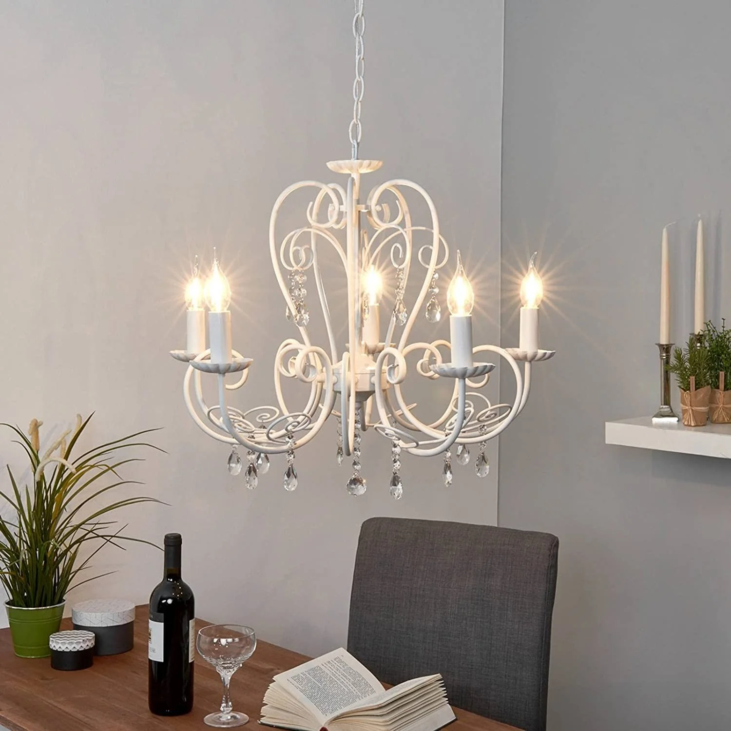 Lampa Sophina biała vintage 5 żarówek
