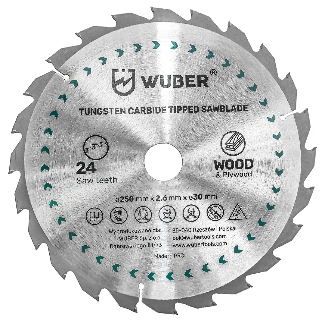 Tarcza do drewna widiowa 250×30 mm 24 zębów WUBER