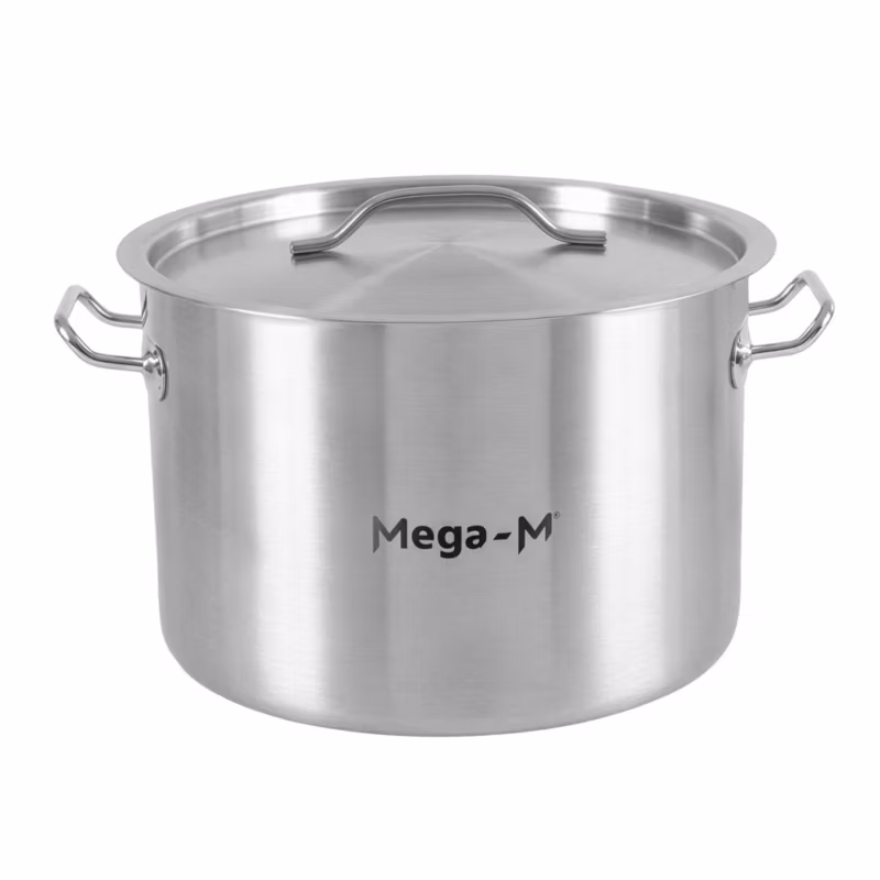Garnek gastronomiczny średni ze stali nierdzewnej Mega-M Standard z pokrywką 17l 32×22 cm 1szt.
