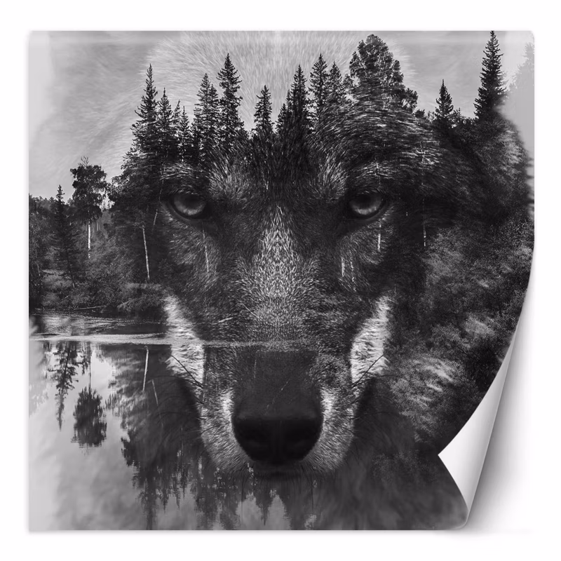 Fototapeta Feeby Wilk las we mgle jezioro 250×250 1 szt
