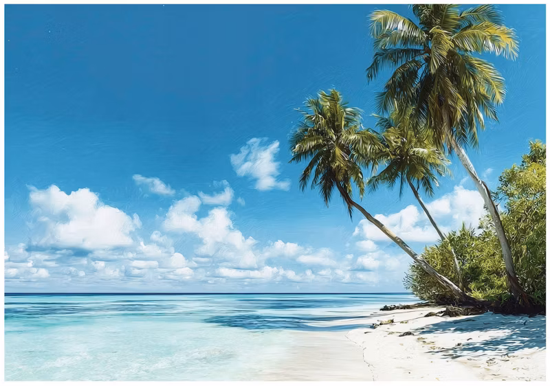 Fototapeta Plaża Morze Palmy WALLARENA 350×250 cm Tapeta Do Sypialni Salonu Na Flizelinie 1 szt.