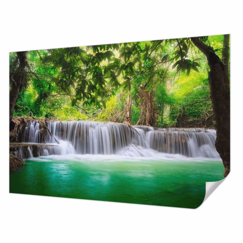 Fototapeta samoprzylepna Tulup 152×104 cm Leśny wodospad Tapeta Do Łazienki, Sypialni, Salonu 1 szt.