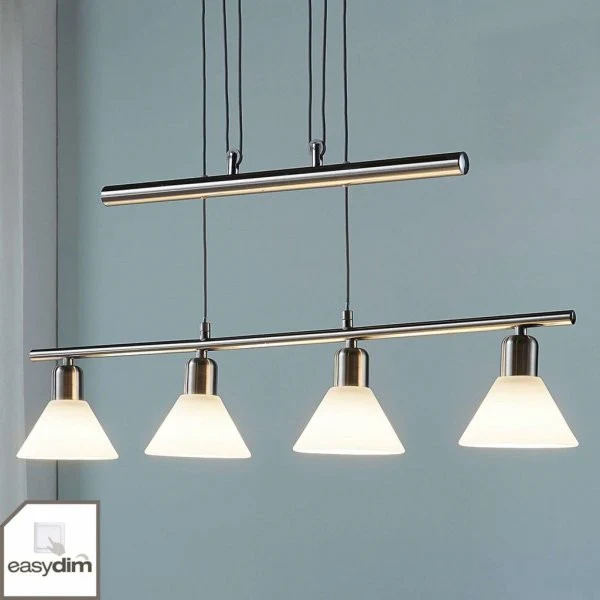 Lampa wisząca LED Eleasa, easydim 4 żarówki, nikiel
