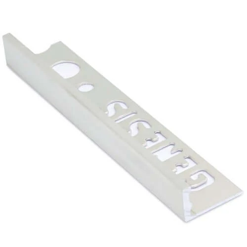 Genesis Aluminium Straight Edge Tile Trim Bright Silver – 2500x12mm