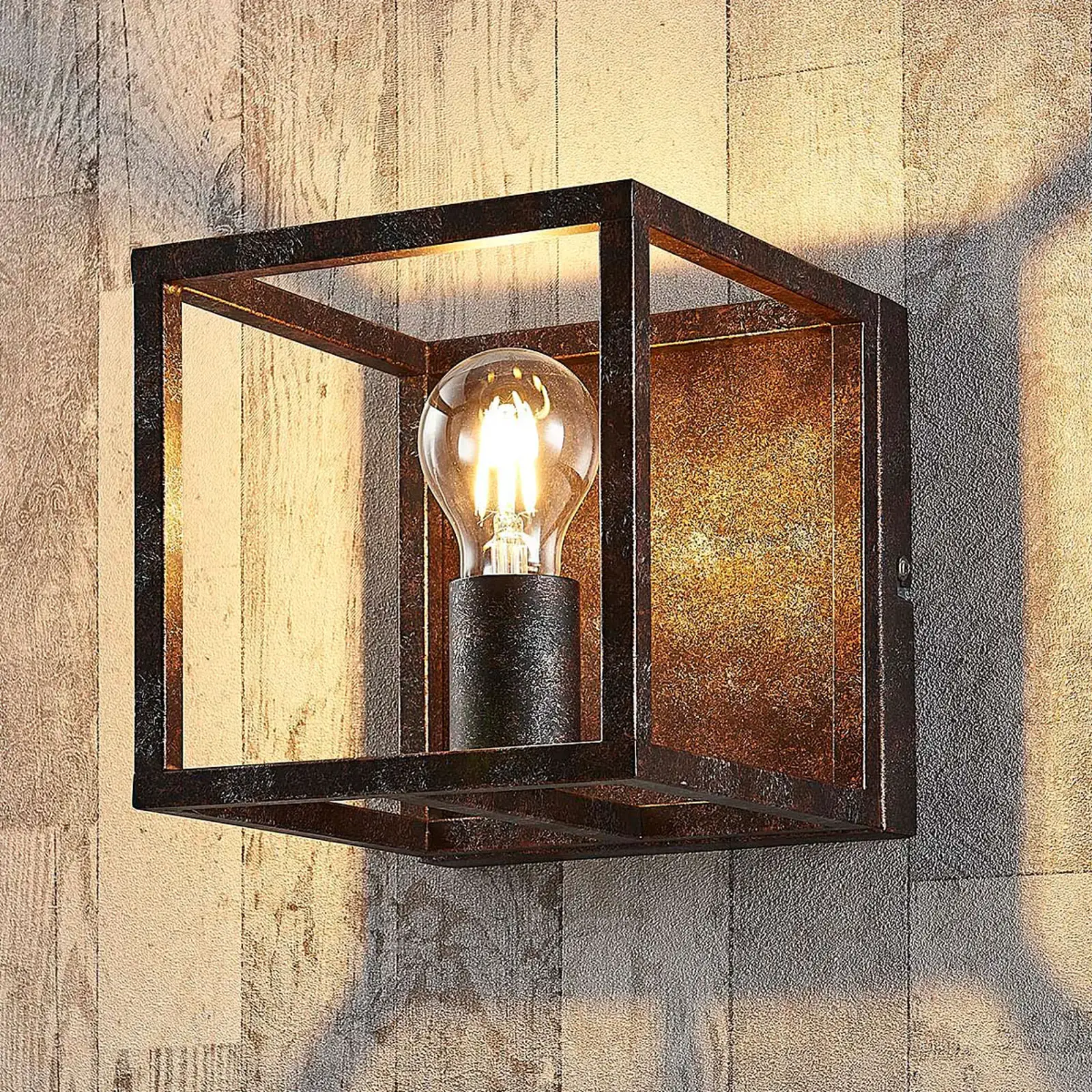 Metalowa lampa ścienna w kolorze rdzy Emin