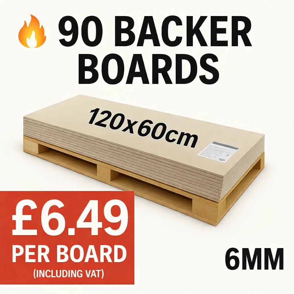Pro-Backer Fibre Cement Backer Board 60x120cm, 6mm, 90 boards pallet deal