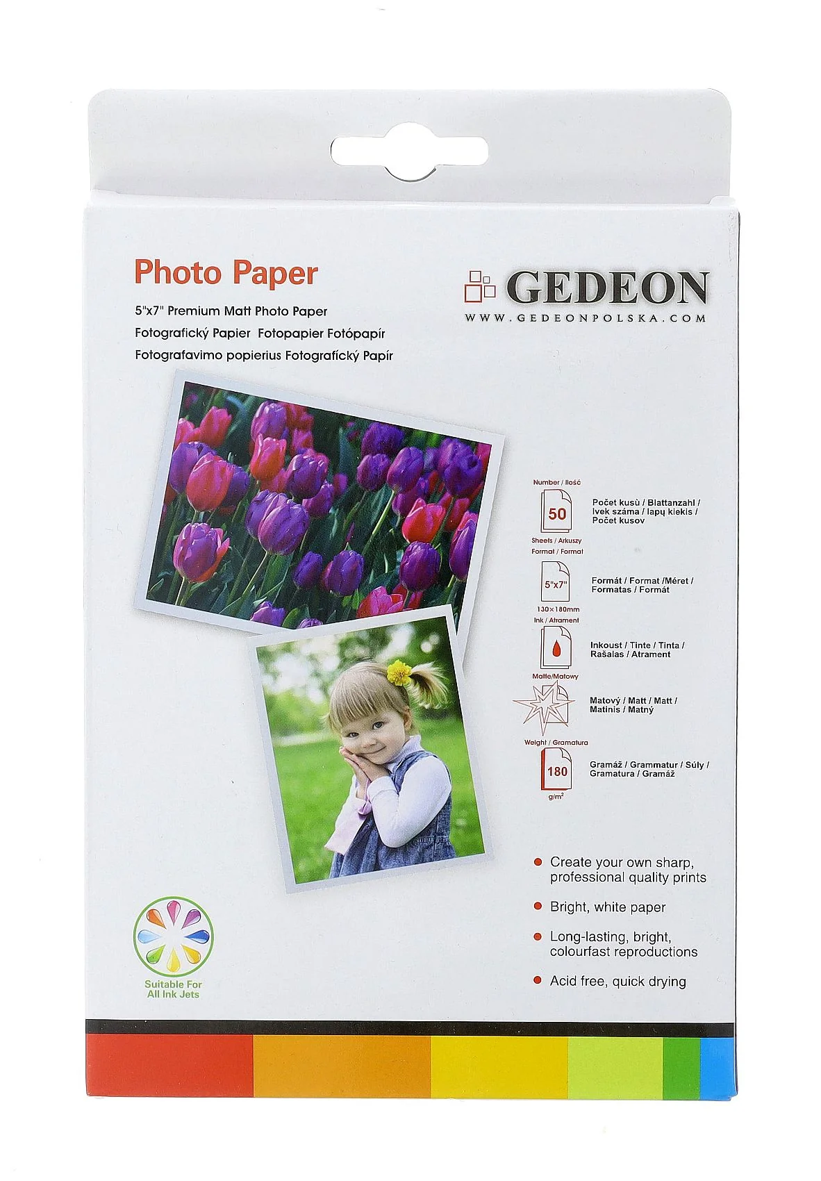 Papier fotograficzny matowy Gedeon 180 g/m2/ 5R / 13x18cm / 50 szt / PM13-180-50