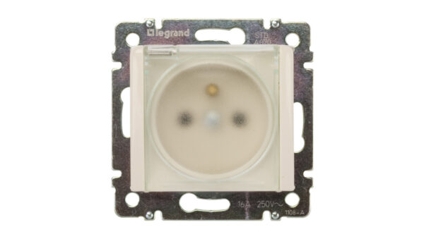 VALENA Gniazdo bryzgoszczelne z/u 16A IP44 kremowe 774121