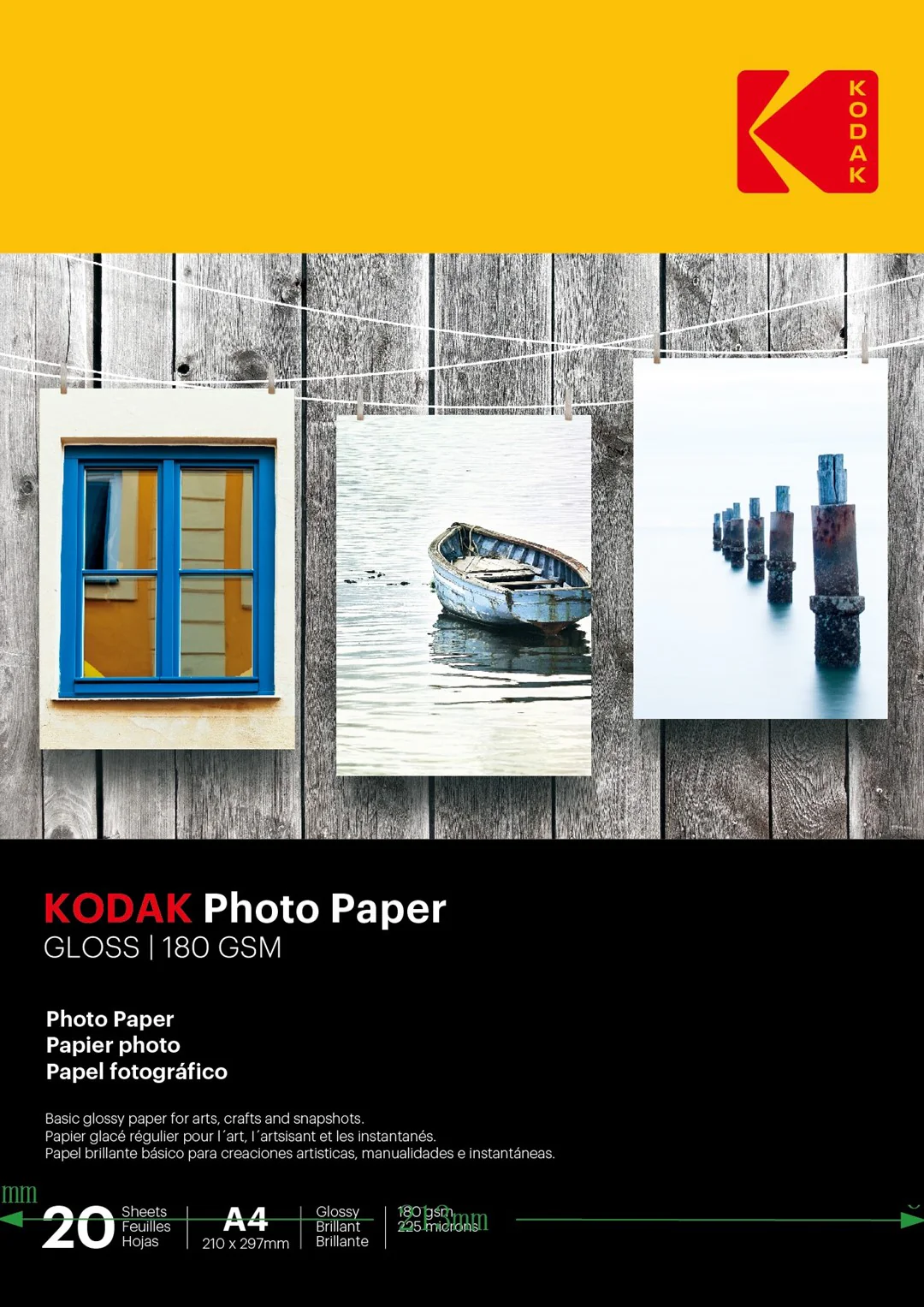 Papier fotograficzny błyszczący Kodak 180 g/m2/ A4 / 21×29,7cm / 20 szt / 740512
