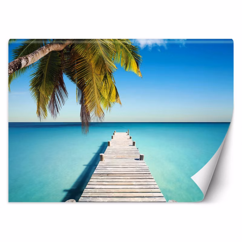 Fototapeta Feeby Tropikalna plaża palmy pomost natura 150×105 1 szt