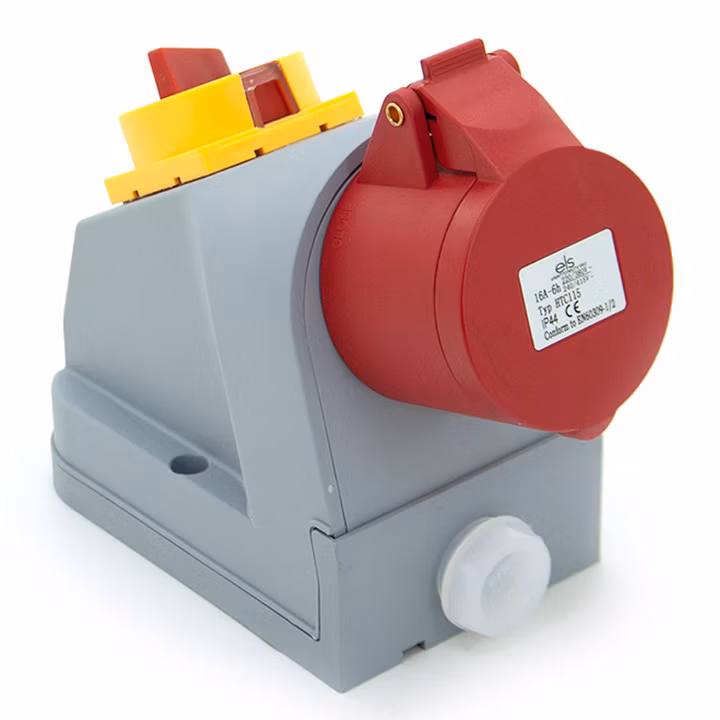 Gniazdo siłowe stałe kombi ELS Elektrotechnika N010TRG 16A/5P, wyłącznik główny 0-1 TRG, dławik M25x1,5, gotowa 1 szt.