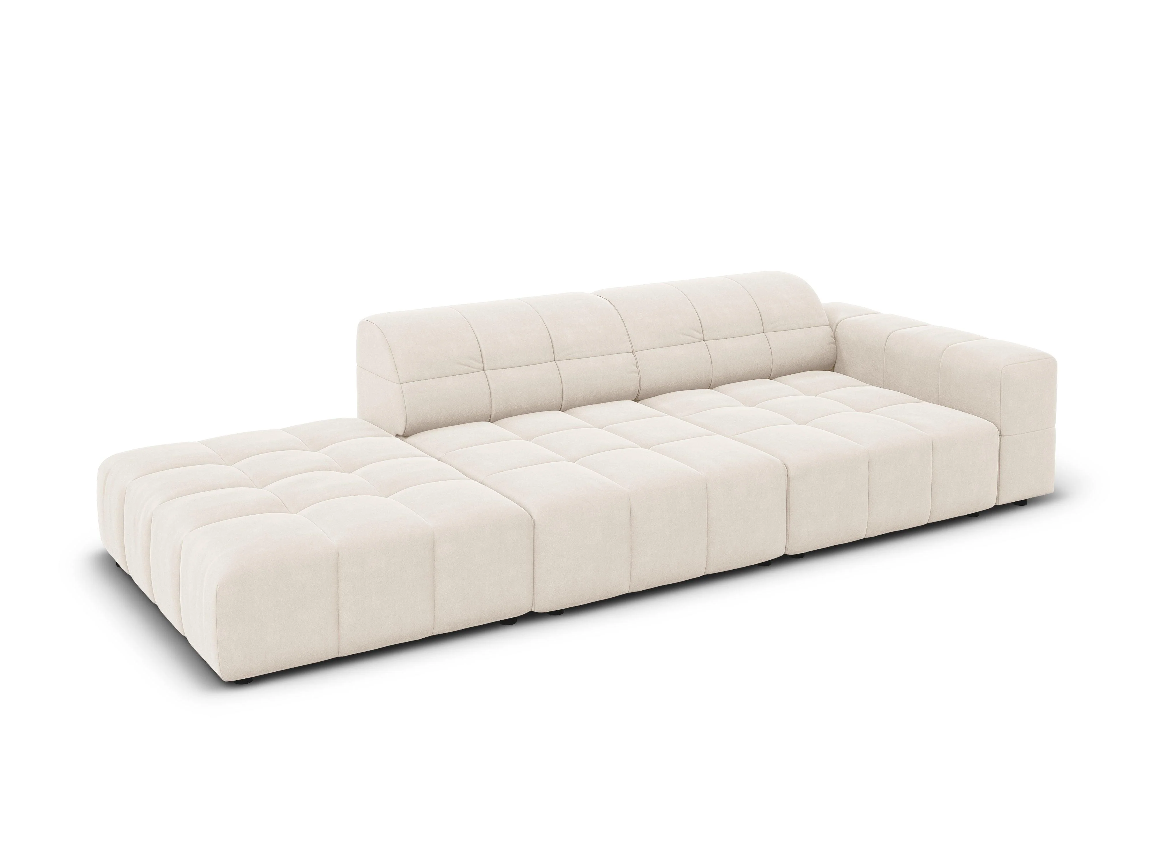 Sofa aksamitna lewostronna 3-osobowa CHICAGO jasnobeżowy