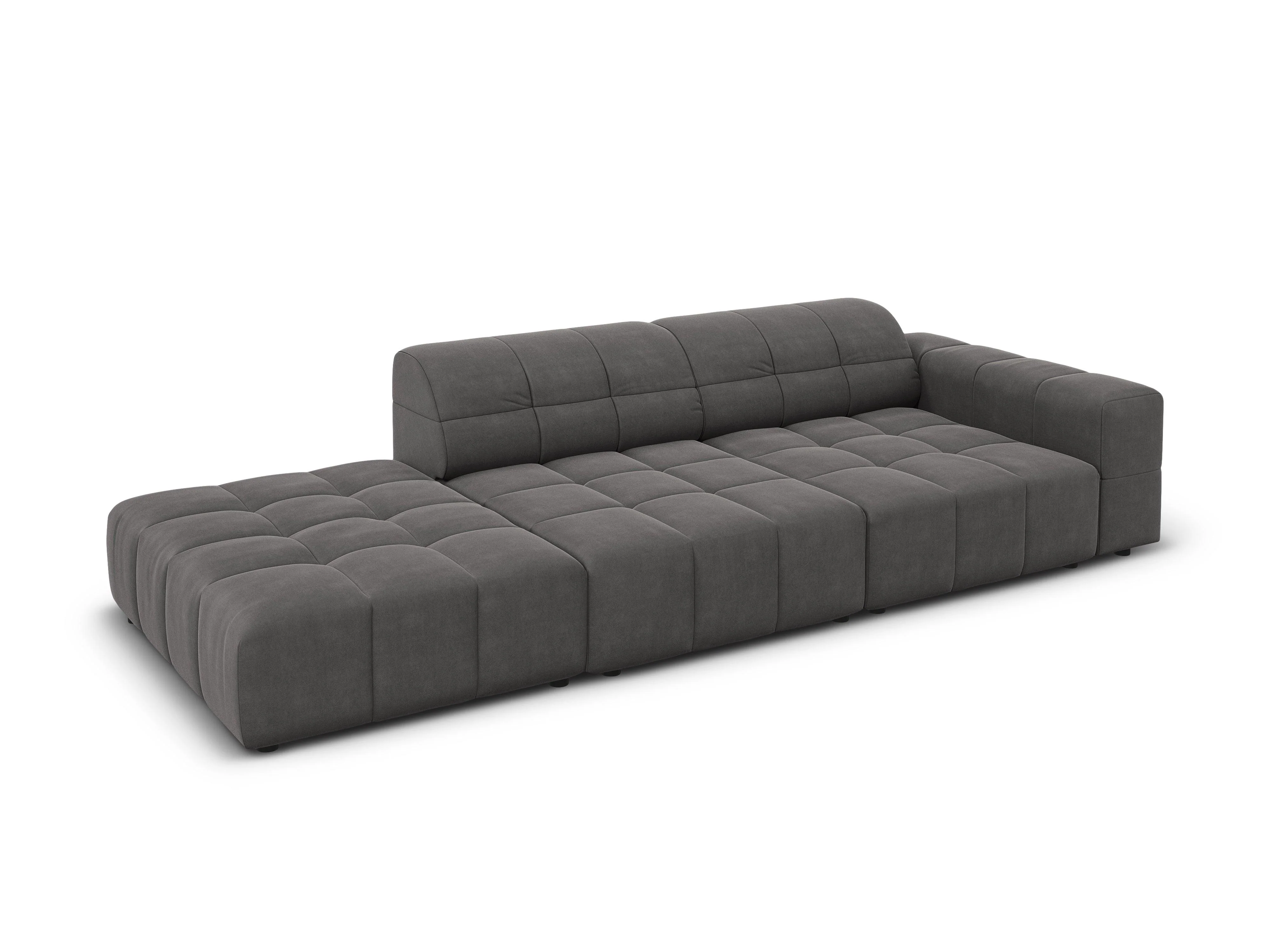 Sofa aksamitna lewostronna 3-osobowa CHICAGO ciemnoszary