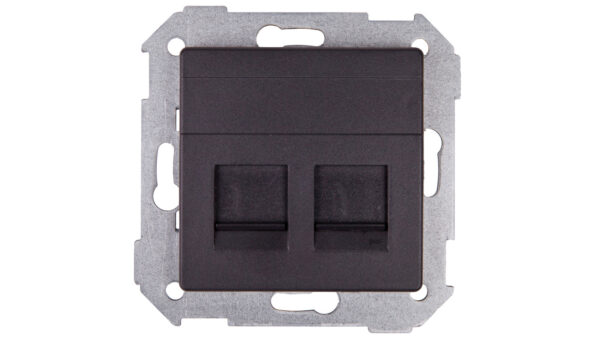 Simon 82 Pokrywa gniazda komputerowego podwójnego 2xRJ45 płaska z adapterem i przesłoną grafit 82006-38