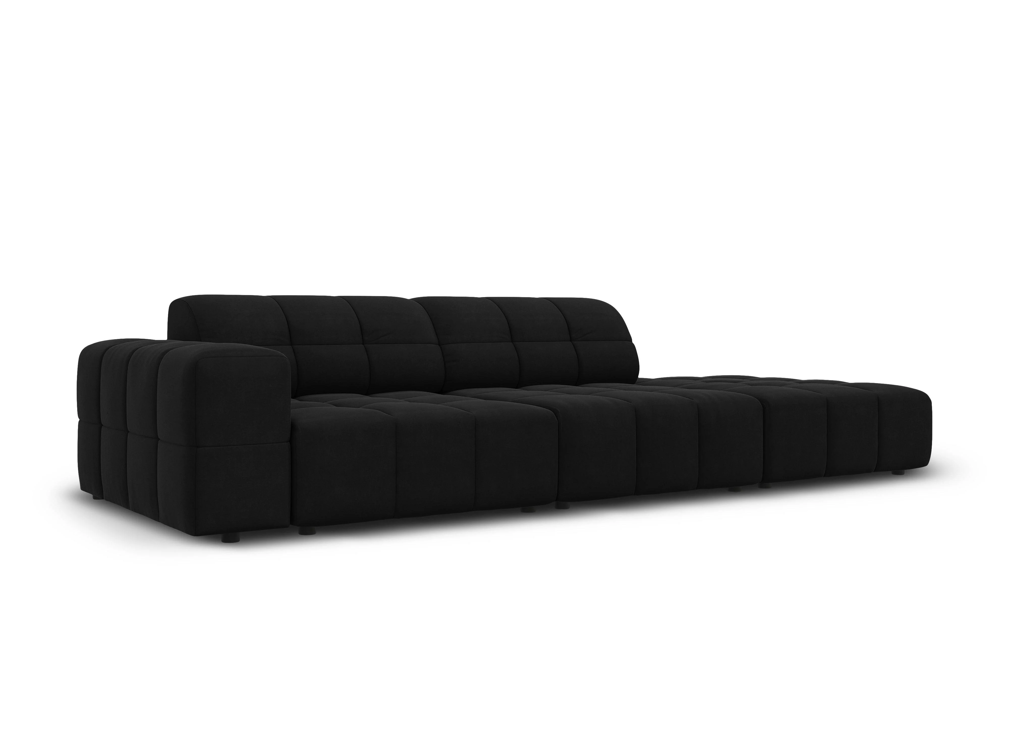 Sofa aksamitna prawostronna 3-osobowa CHICAGO czarny