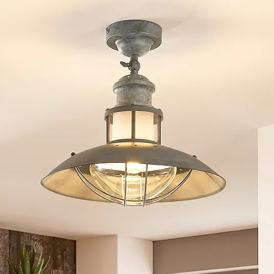 Betonowa lampa sufitowa Louisanne w kolorze szarym, styl industrialny