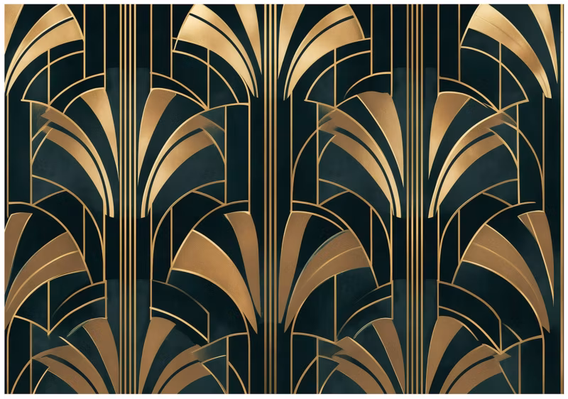 Fototapeta WALLARENA Do Sypialni Salonu Na Flizelinie Art Deco Złoto Abstrakcja 350×250 cm 1 szt.