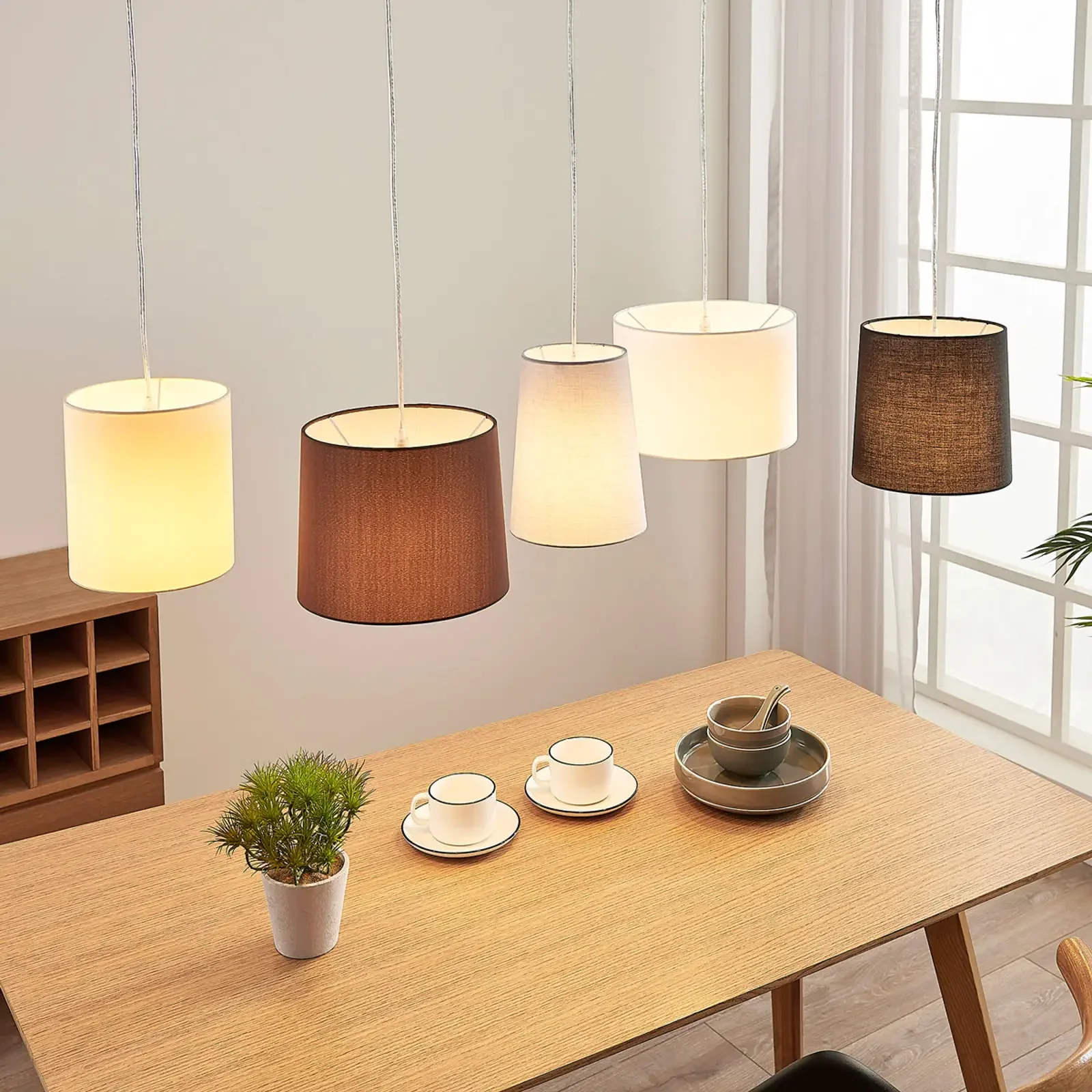 Lampa wisząca tekstylna Hermina, 5 świateł