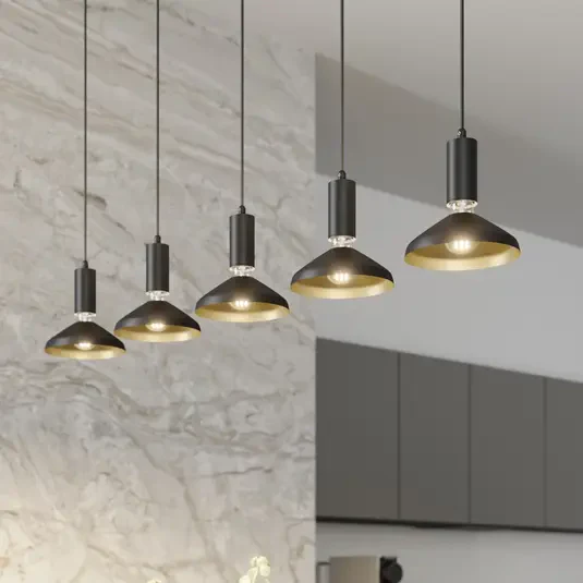 Lampa wisząca Archchio Jaika, pięciopunktowa, czarna