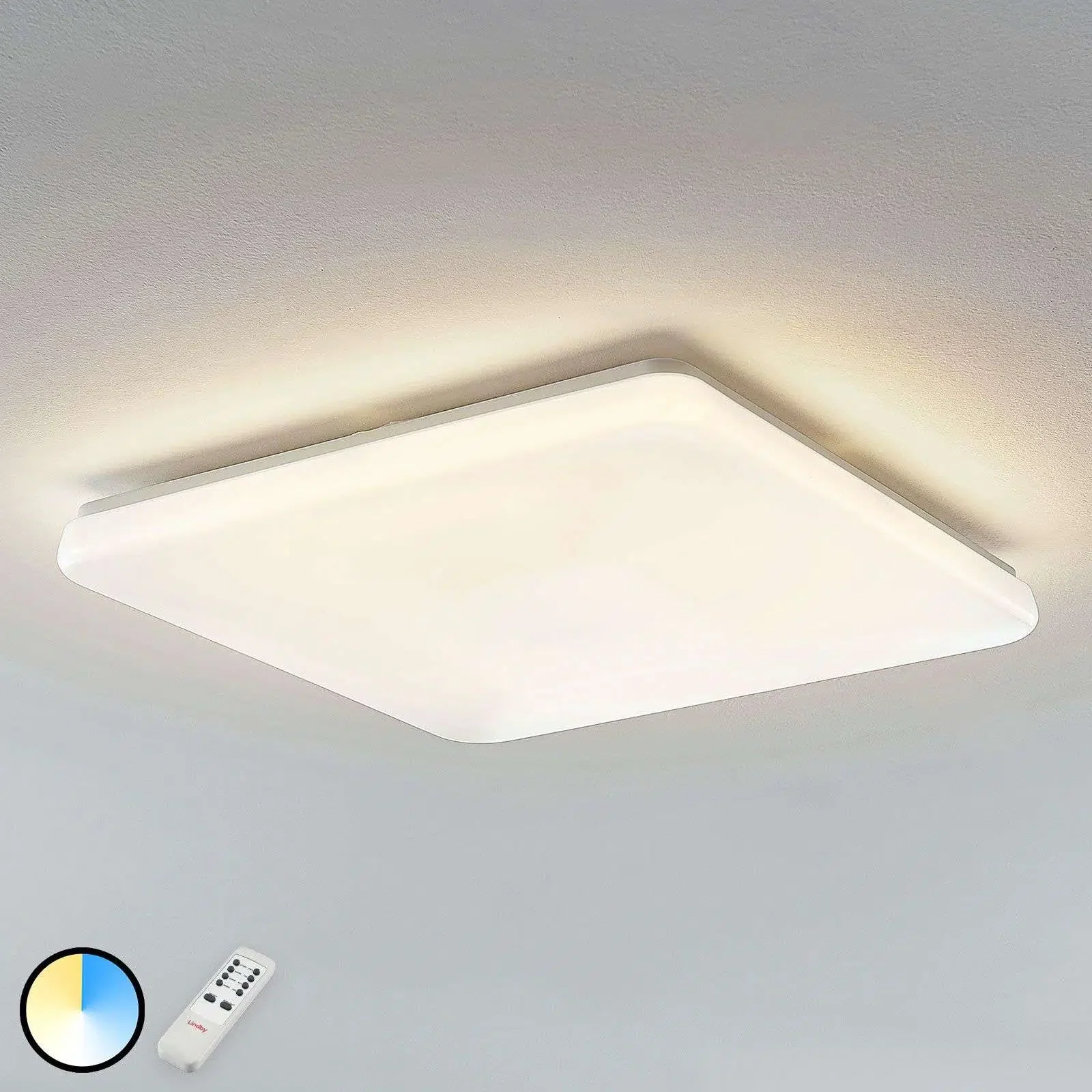 Lampa sufitowa LED Indika, zmieniająca kolor CCT, narożna