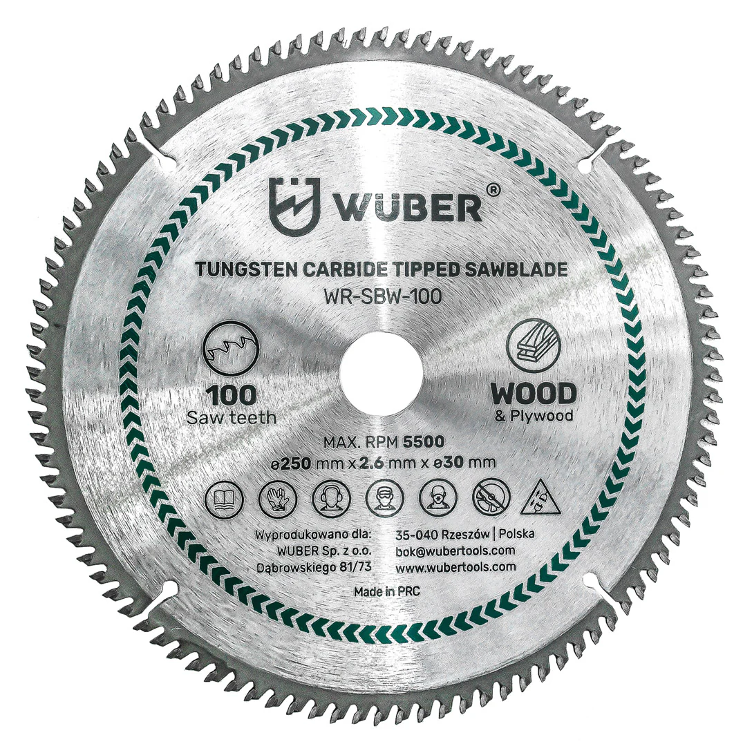 Tarcza do drewna widiowa 250×30 mm 100 zębów WUBER
