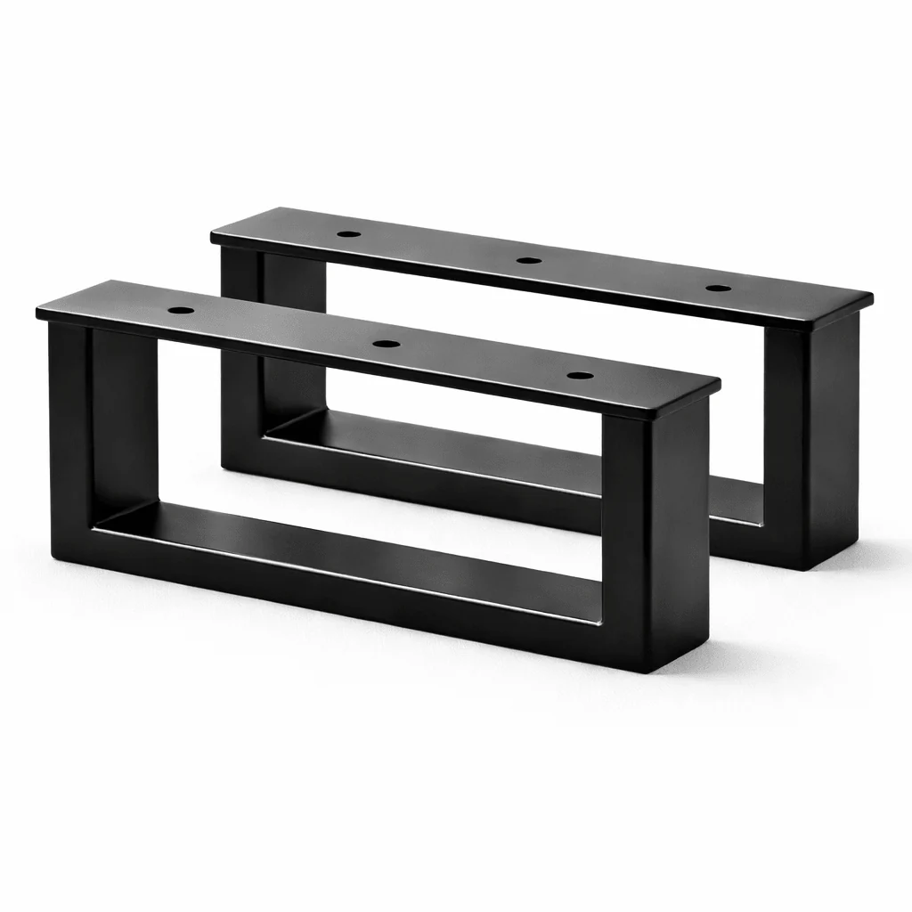 Nogi metalowe do stolika i ławy loft 40×10 cm czarny mat