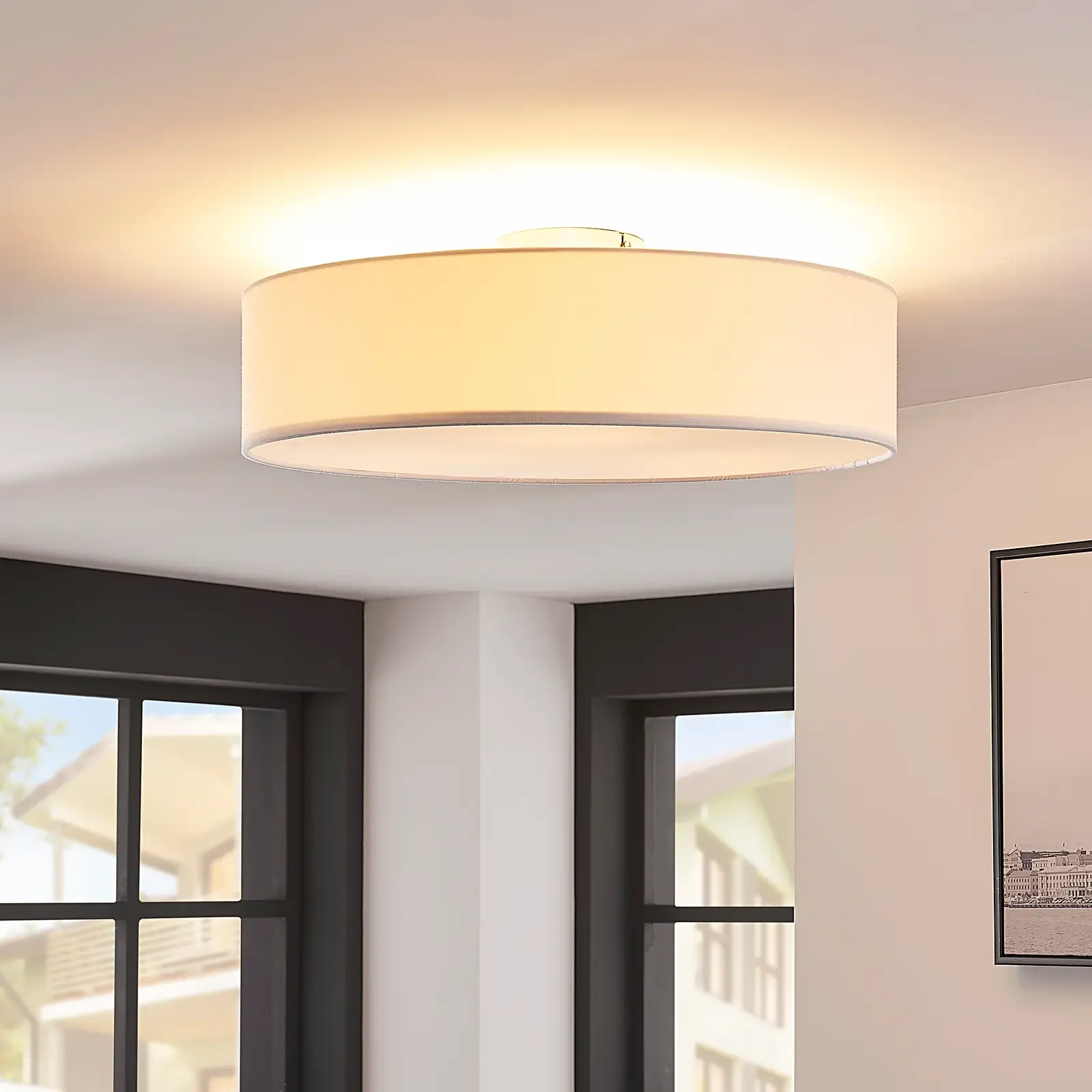 Lampa sufitowa Sebatin z żarówką LED E27, 50 cm, biała