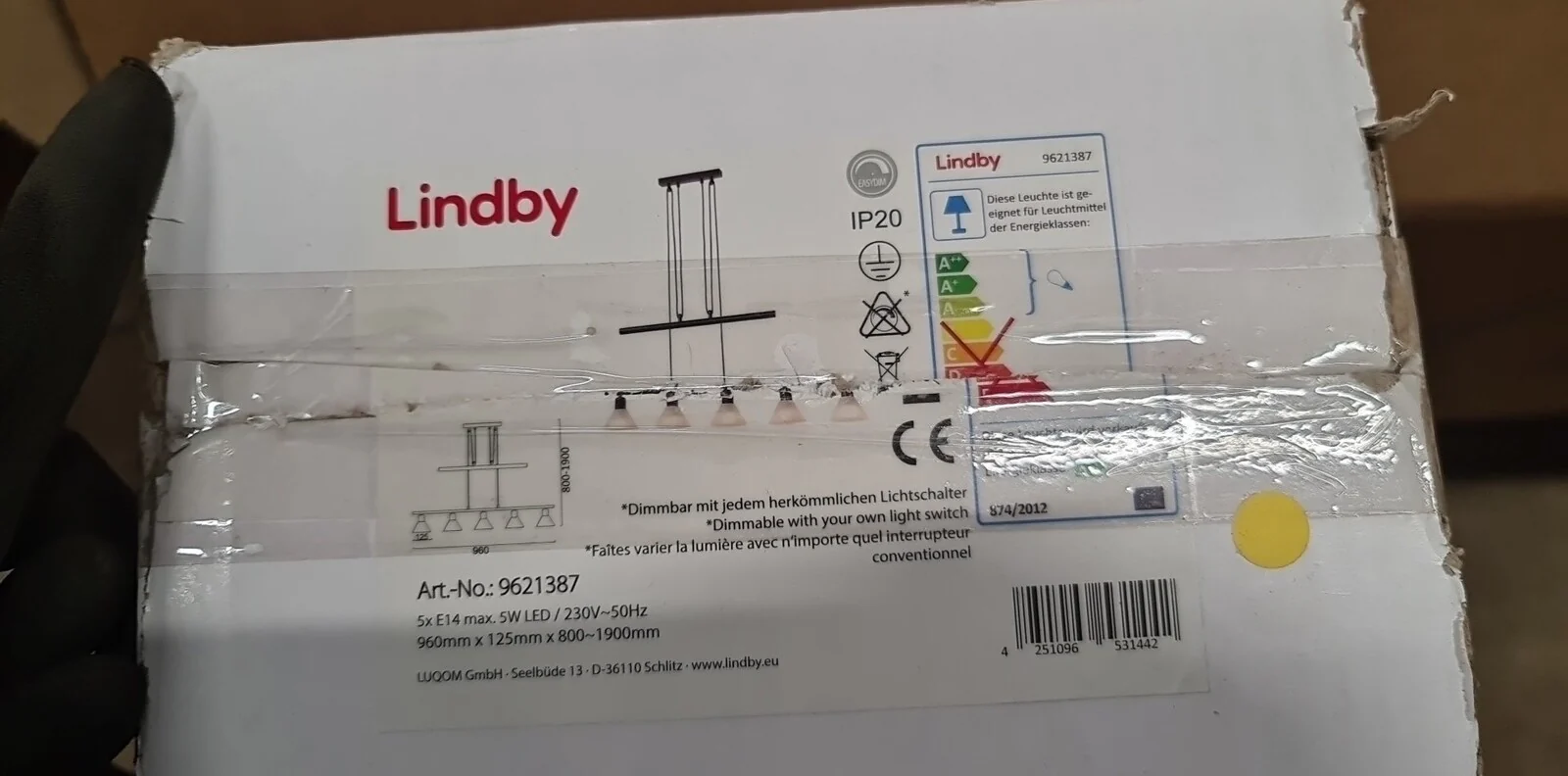 Lampa wisząca LED Eleasa, easydim 5-żarówkowa, czarna