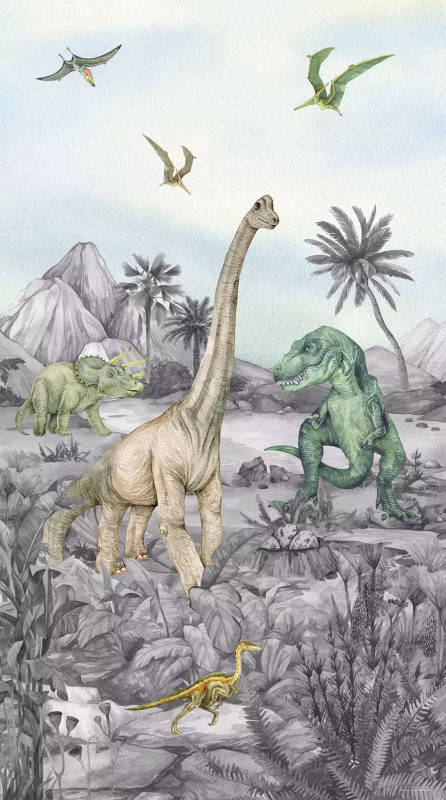 fototapeta Sanders & Sanders dinozaury zielonym 270 x 150 cm – 1 rol.
