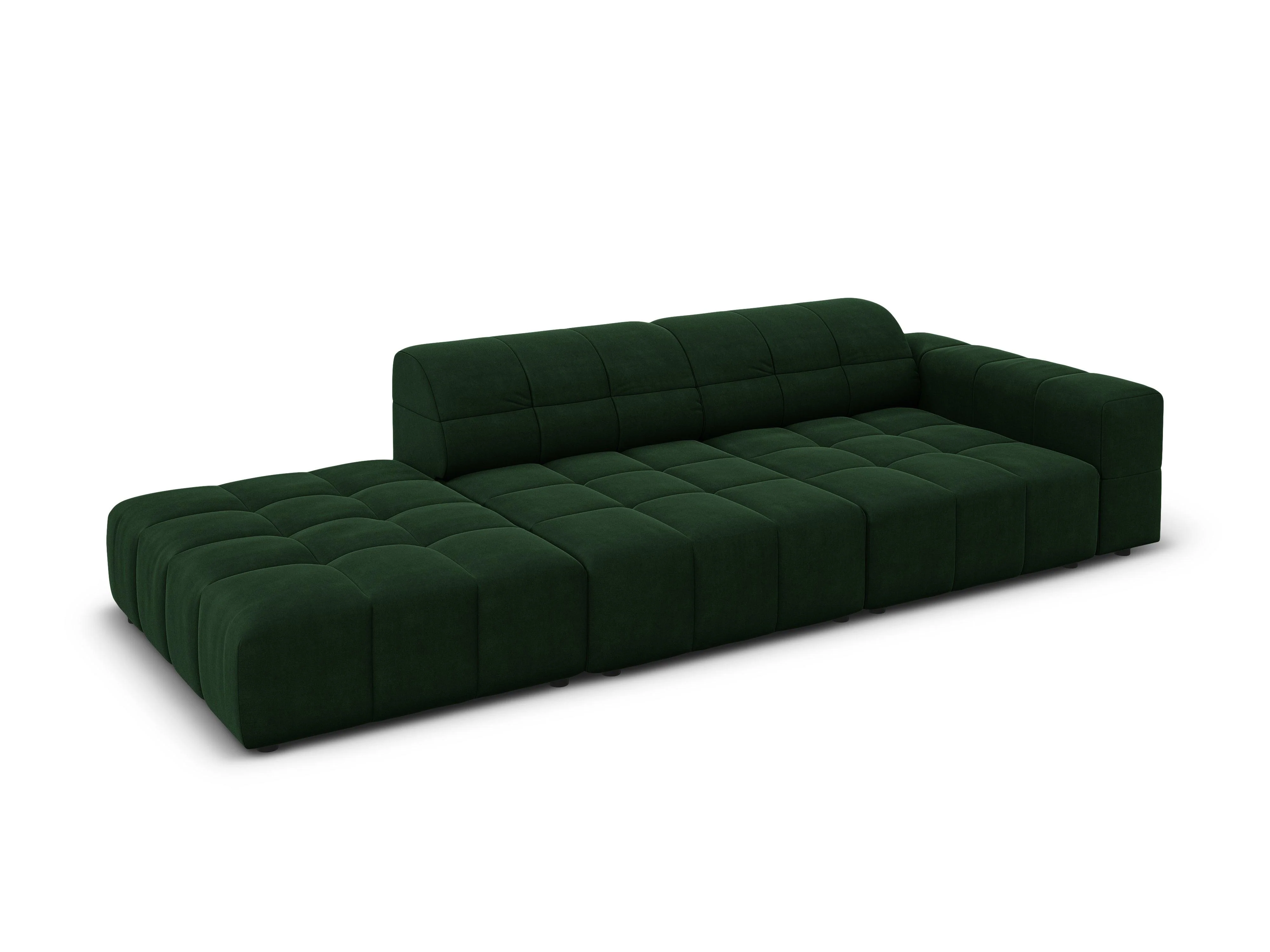 Sofa aksamitna lewostronna 3-osobowa CHICAGO butelkowa zieleń