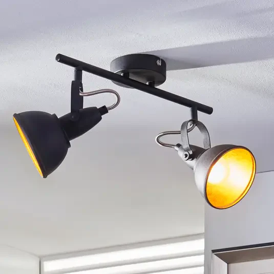 Lampa sufitowa Julin, 2 płomienie, czarno-złota