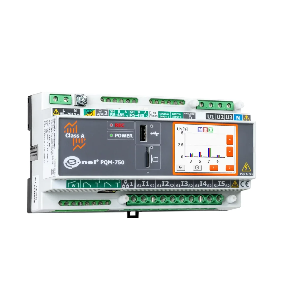 PQM-750 Stacjonarny analizator jakości zasilania zasilacz AC, przekładniki 5A WMGBPQM750AC1R1CT5