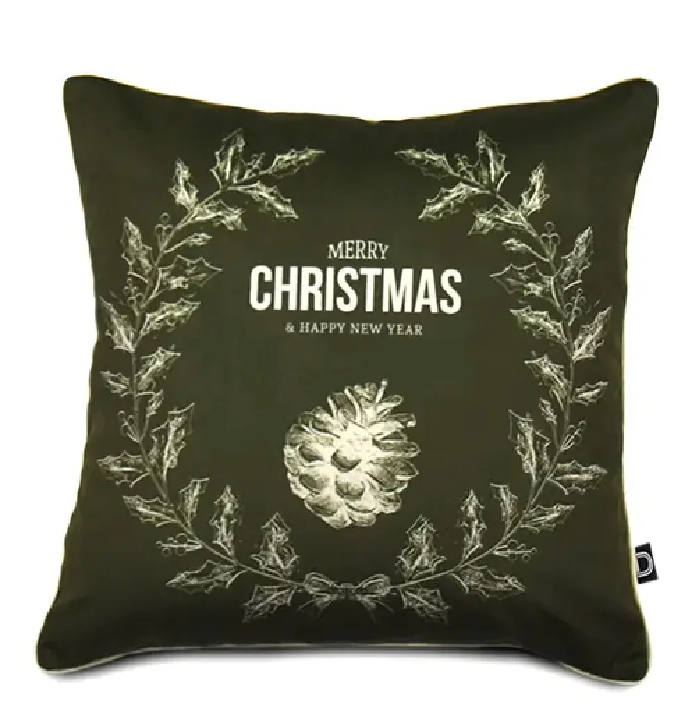 Poszewka XMAS 40×40 cm oliwkowa