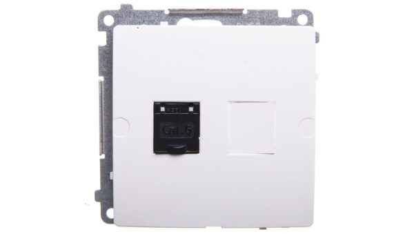 Simon Basic Gniazdo komputerowe pojedyncze RJ45 kat.6 z przesłoną białe BM61.01/11
