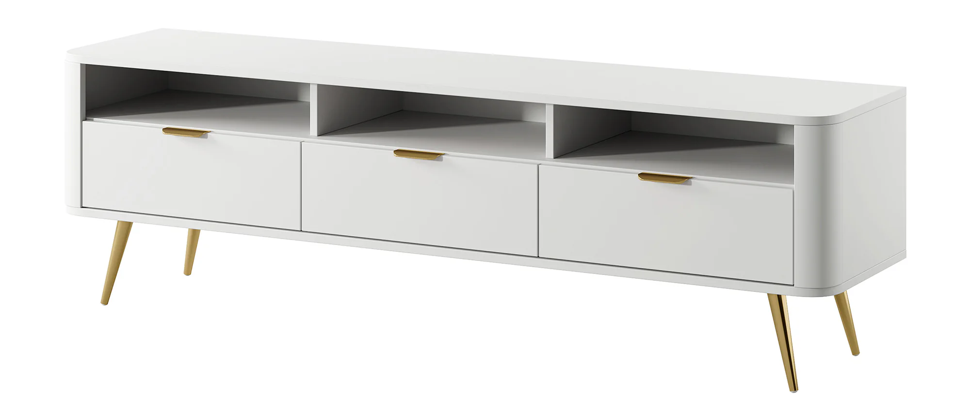 Szafka RTV Oval 160 cm z wnękami Biała