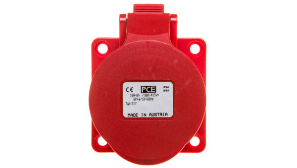Gniazdo tablicowe 16A 7P 400V /70×70/ czerwone IP44 317-6v